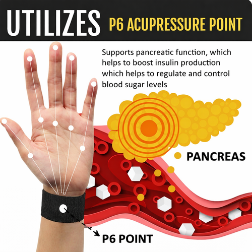 Sugar Control Wristband – Black Acupressure Band for Daily Wellness Support  Product Description: