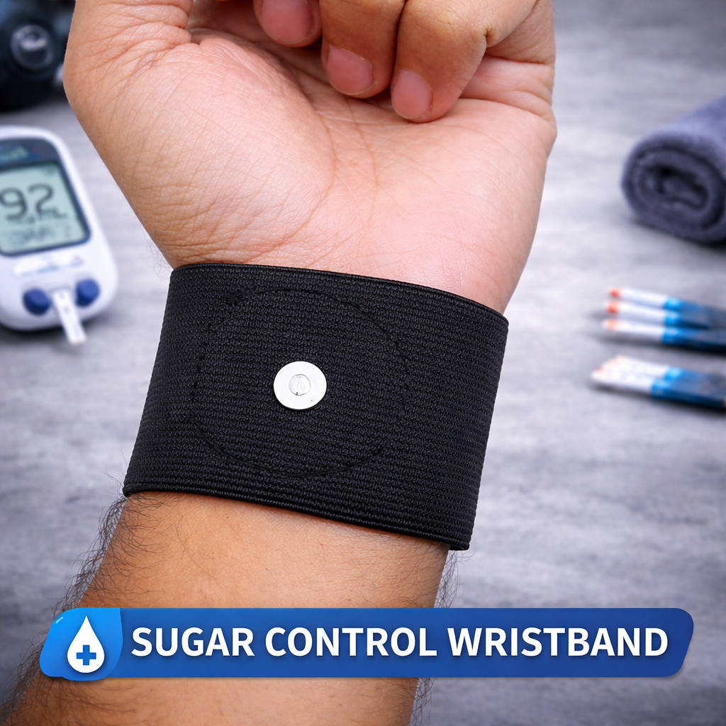 Sugar Control Wristband – Black Acupressure Band for Daily Wellness Support  Product Description:
