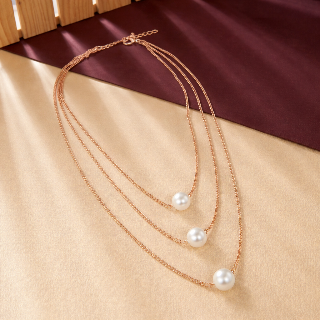 Gold Plated Pearl Layer Necklace