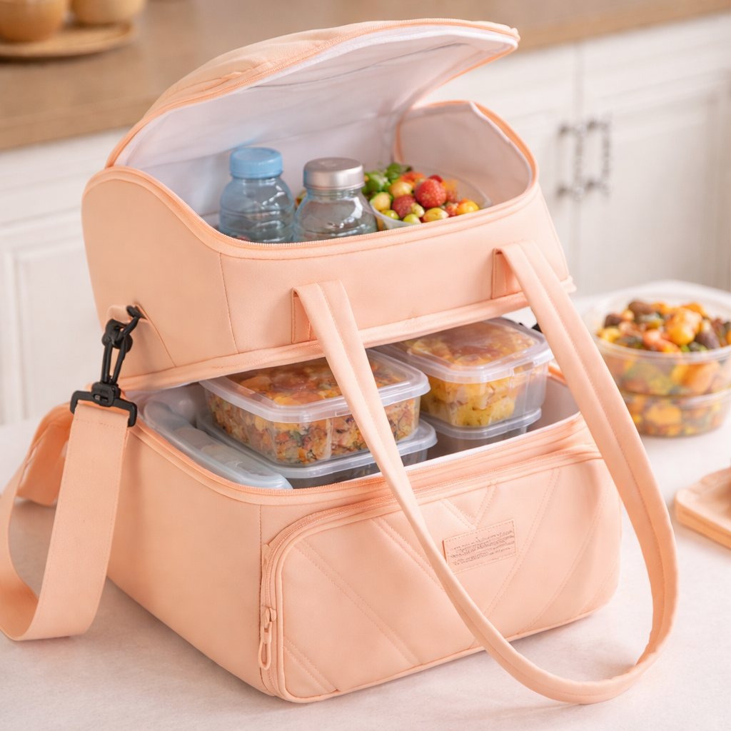 Fashion Double Layer Insulated Lunch Bag